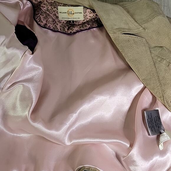 Wilsons Vintage Leather Blazer Button Up Lined Jacket Khaki Tan Womens Small - Picture 11 of 11